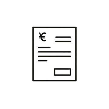 Minimalist invoice icon with Euro symbol on black background for financial billing and business accounting documentation design