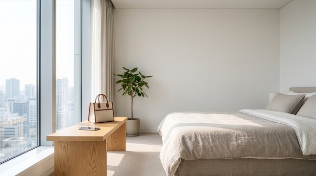 Minimal Hotel Travel Setup with Copy Space