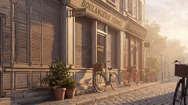 Quiet Local Street at Sunrise with Copy Space