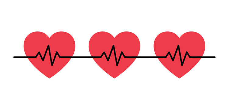 Heart icon graphic depicting sequence of cardiac pulse rhythms