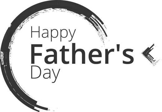 Happy Father's Day Minimal Black and White Typography Greeting Card with Circular Brush Frame