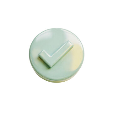 Glossy Mint Green 3D Checkmark Button Icon Isolated on Black Background for Business Approval Verification and Success