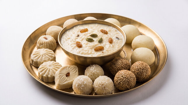 Traditional Bengali Payesh and Sandesh Offering