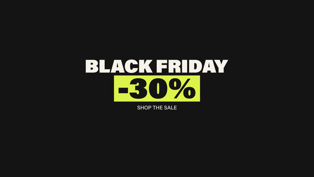 Black Friday Sale Animated Text Titles with Bold Discount Box and Cascading Kinetic Typography