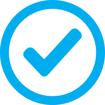 Blue Circle Check Mark Icon for Approval and Verification