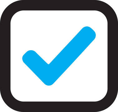 Blue Check Mark in Rounded Square Icon for Verification