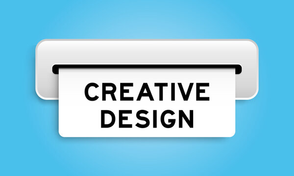 White coupon banner with word creative design from machine on blue color background