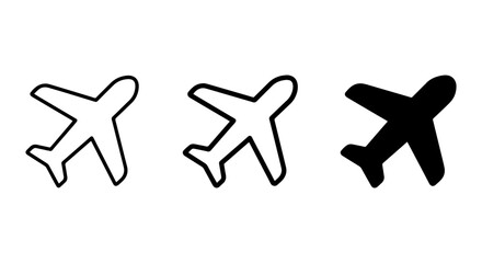 Airplane Icons Set: Outline, Filled, Silhouette Vector Graphics for Travel and Aviation Themes © bg