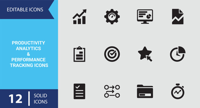 Productivity Metrics Performance Analysis Icon Pack