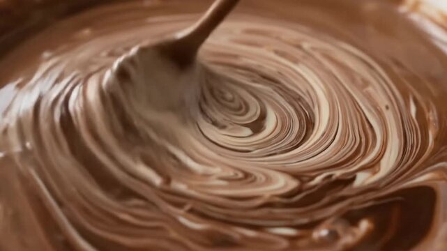 Mesmerizing Movement of Melting Chocolate Swirling in a Vortex Creation Process