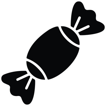 Wrapped sweet candy vector silhouette illustration as icon for seasonal trick or treat fun.