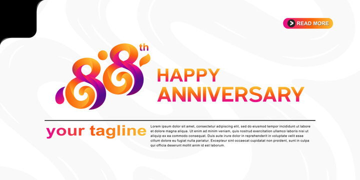 88th Happy Anniversary logo with colorful gradient typography and modern celebration design on a white background.