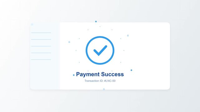 Modern user interface displaying a successful online payment transaction with a clear confirmation checkmark and notification