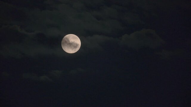 full moon in the night with clouds time lapse 4K