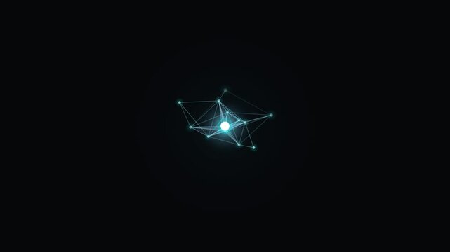 futuristic geometric light structure glowing in dark void