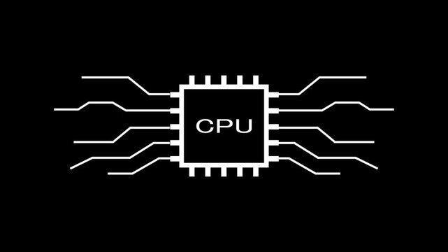 computer processor icon, simple logotype CPU icon animation.