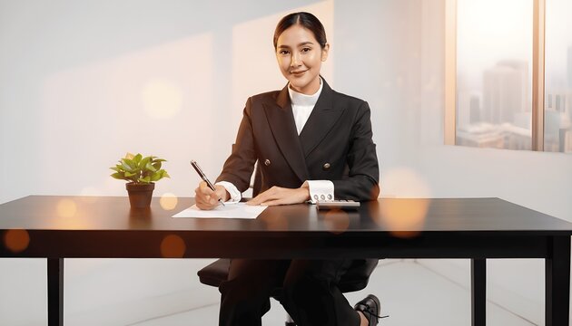26 year old young Asian accountant taking notes on a piece of paper