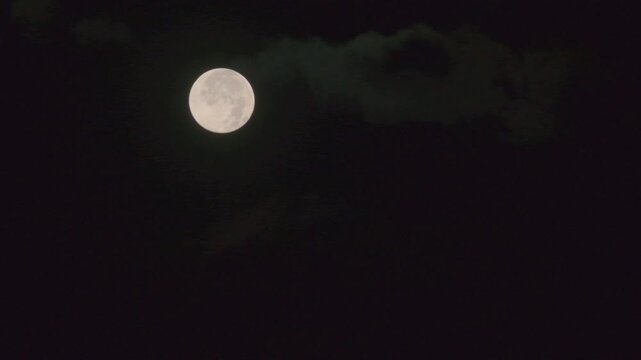 full moon in the night with clouds time lapse 4K