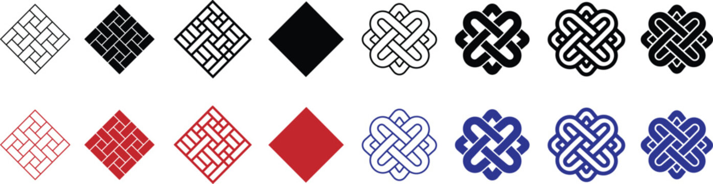 Collection of playing card suit symbols diamonds hearts spades clubs