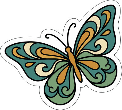 Art Nouveau Butterfly with Ornamental Wings
