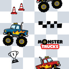3D Cartoon Monster Truck Elements Set © atap