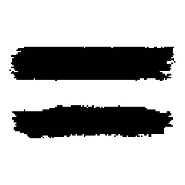 Pixelated black brush stroke vector ink set