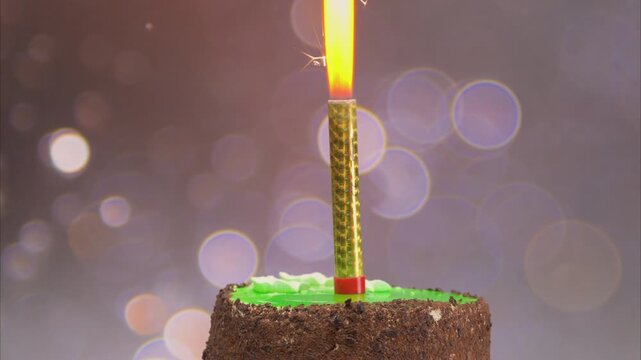 video of a cake with fireworks close-up