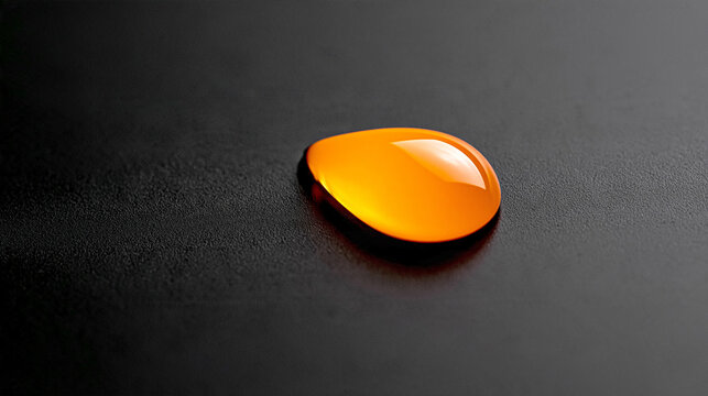 Molten metal droplet glowing against cool matte metallic surface, symbolizing metallurgy, heat, casting, material transformation, industrial manufacturing and engineering.