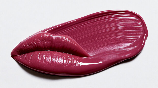 Glossy berry-toned lips resembling smooth lipstick texture, bold pink makeup color swatch for beauty and cosmetic advertising campaigns.