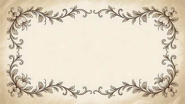Blank vintage ornate border frame with vintage floral scrollwork