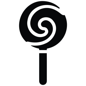 Swirl lollipop candy silhouette vector illustration for sweet dessert and kids party art.
