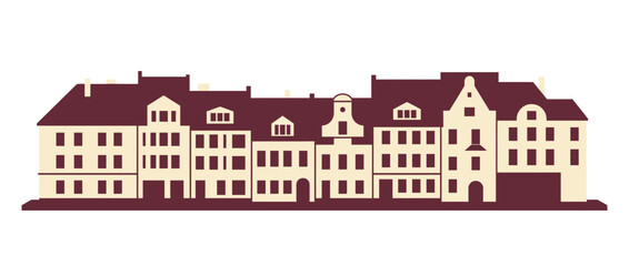 Fototapeta premium Flat Design Row Houses Facade Isolated Vector Illustration