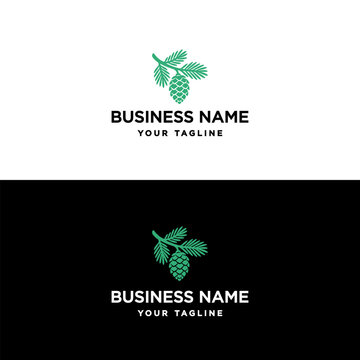 A clean and professional logo design featuring a stylized pine cone on a branch suitable for forestry or nature brands