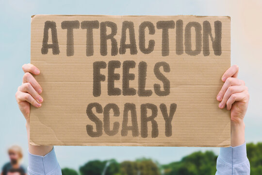 "Attraction feels scary" Pursuing someone causes anxiety. ATTRACTION. ANXIETY. FEAR. PURSUE. DATING.