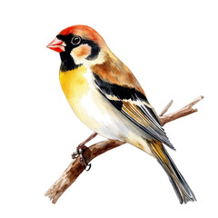 Fototapeta premium High-resolution watercolor painting vector of Goldfinch, isolated on a white background.