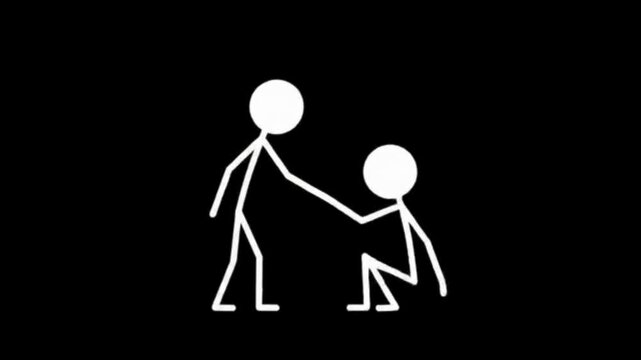Stickman Helping Another Stickman Representing Teamwork