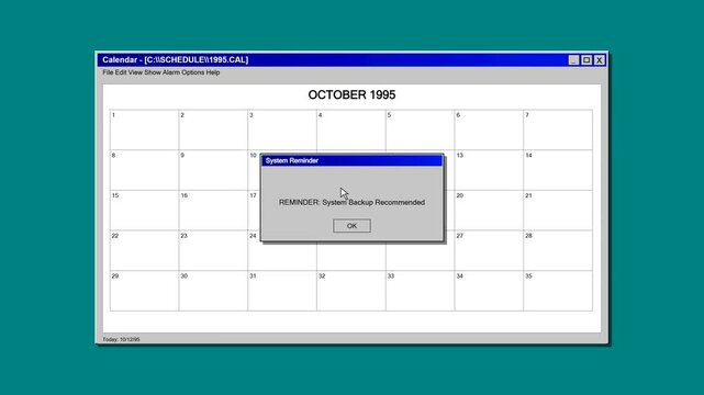 Retro Computer Operating System Calendar Software Interface Animation