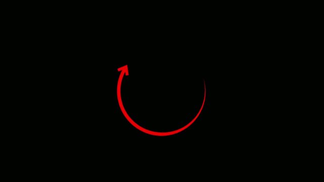 arrow loop animation, refresh and reload icon 4k Motion graphic. Animated rotating circular arrow for loading process update and refresh cycle motion graphics on black background.