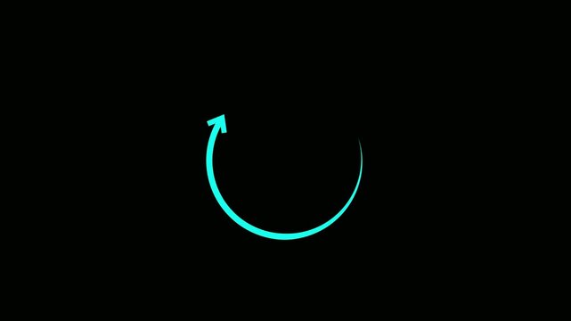 arrow loop animation, refresh and reload icon 4k Motion graphic. Animated rotating circular arrow for loading process update and refresh cycle motion graphics on black background.