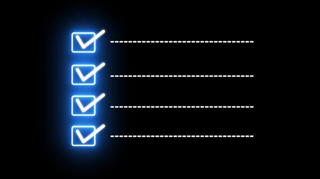 Checklist on the dashed line icon with check marks. Checking a to do list. checklist concept animation on the background