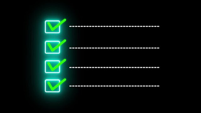 Checklist on the dashed line icon with check marks. Checking a to do list. checklist concept animation on the background