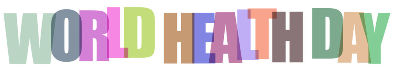Colorful typography design for world health day celebration with overlapping semitransparent letters © Sharmin
