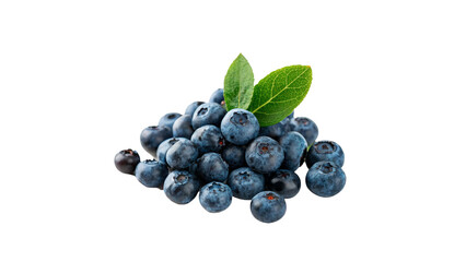 Heap of fresh blueberries with green leaf on transparent background © Arthur
