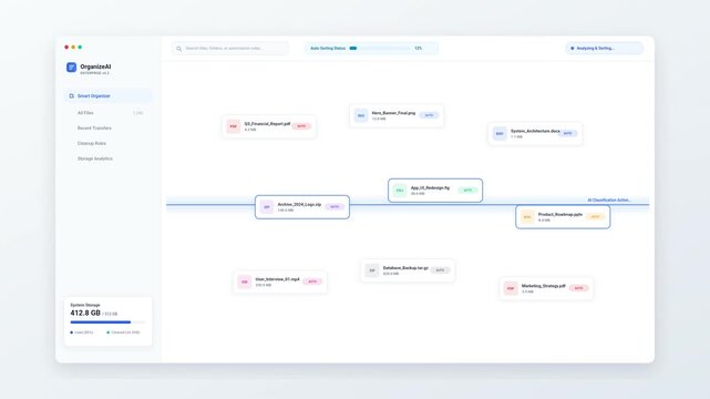 Modern File Organization Dashboard Software Interface Motion Graphic