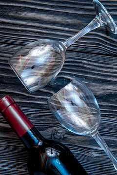 concept Valentine Day with wine top view background