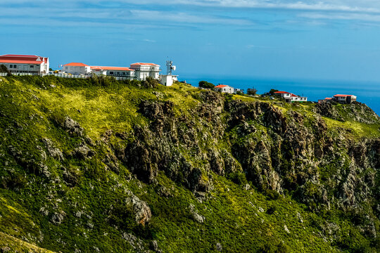View of Saba island and ocean, Caribbean