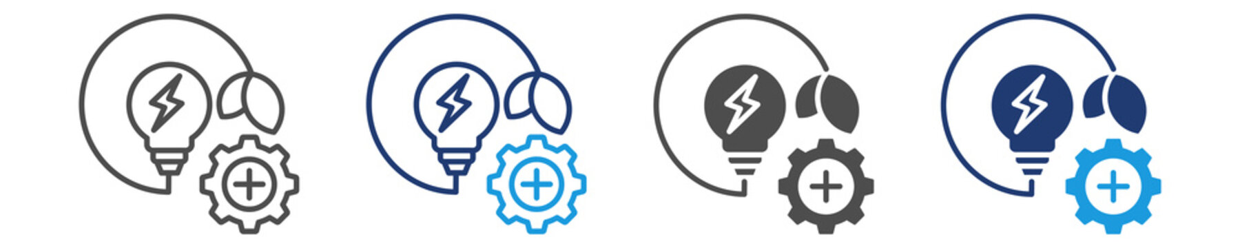 energy efficiency icon set multiple style