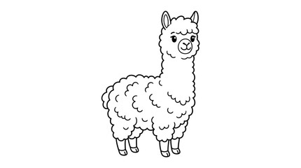 Fototapeta premium Cute Llama Outline Drawing for Kids Coloring Book