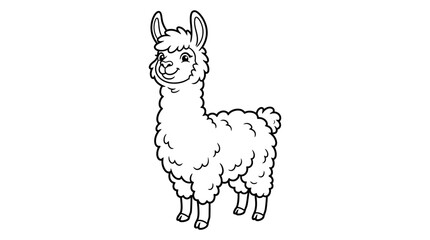 Fototapeta premium Cute Llama Illustration Coloring Page for Kids