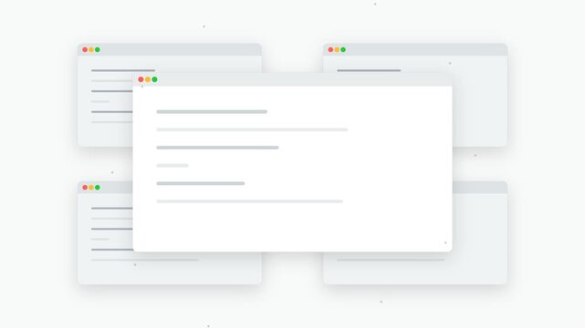 Minimalist Desktop Browser Windows Stacking and Organizing Interface Animation
